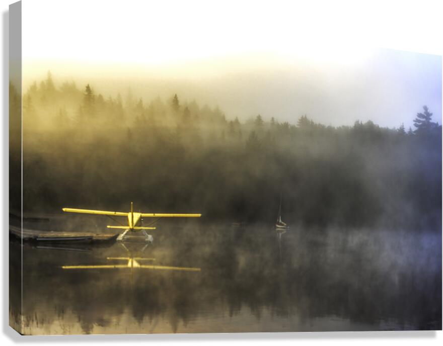 Serenity of a lake on a misty morning Canvas Print