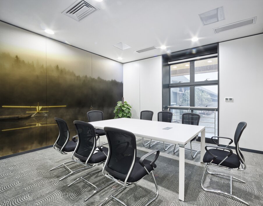 Serenity of a lake on a misty morning Wall Printing